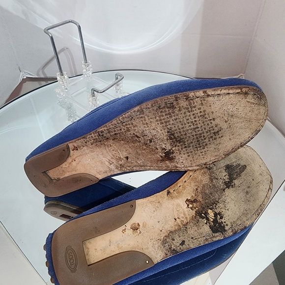 Tod's Blue Leather Loafers Driving Moccasin Size 39 US 8.5 - Picture 8 of 10